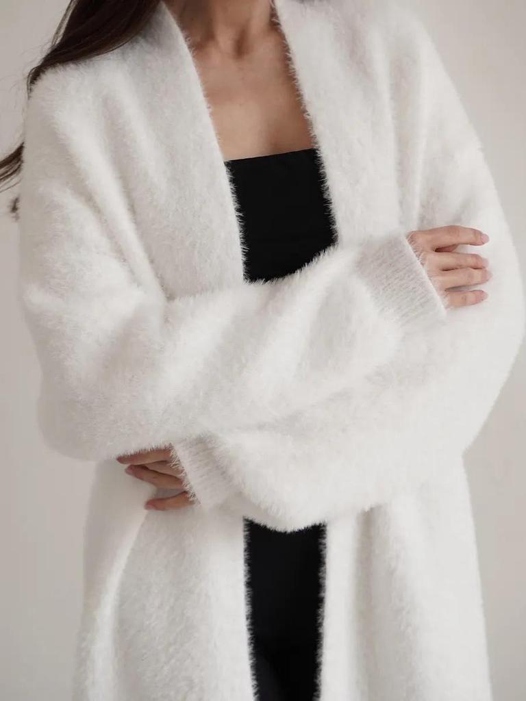 Women's Autumn/Winter Long Fluffy Cardigan - Soft Knit, Imitation Mink Velvet Sweater Coat, Lazy Style