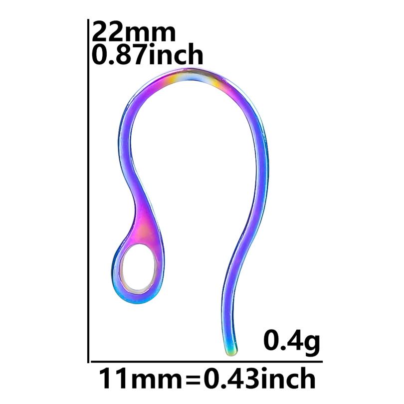 50pcs/Lot Rainbow Ear Hooks For Jewelry Making Earrings Ear Piercing Hoop Stainless Steel Jewelry Findings Wholesale Components