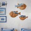 Realistic Fish Print 3 Pcs Wood Nautical Beach Wall Decor, Rustic Hanging Bathroom Decor Coastal Sculpture for Lake House, Ocean Room, Bathroom,