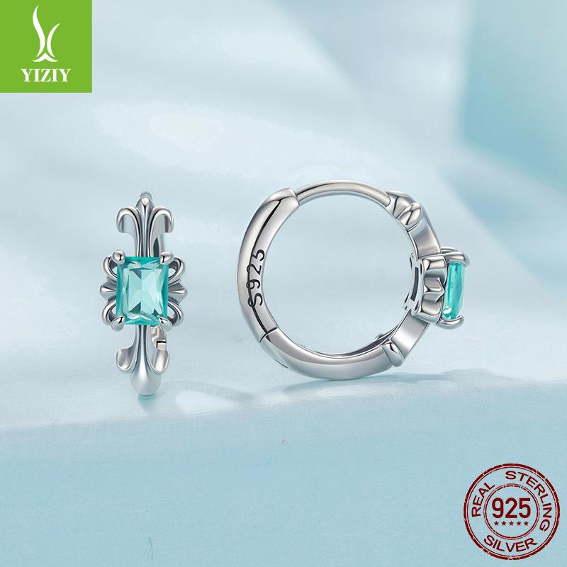 Creative Iris Cross Ear Buckle, Embossed Craft S925 Silver Fashion Earrings, One Piece Of Jewelry