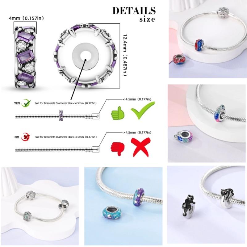 Retro Round Clip Charms Copper Original Zircon Cat Paw Love Forever Spacer Charm Stopper For Diy Jewelry Bracelet