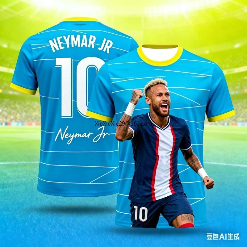 26 AI Nový Neymar # 10 Módní fotbalový dres pro muže a děti Letní párty styl Rychleschnoucí Dárek s krátkým rukávem pro dospělé