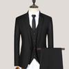 Męski Zestaw 3-częściowy Moda Odzież Ślubna Marynarka+spodnie+kamizelka Casualowa Odzież Biznesowa do Pracy Slim Fit Jednoguzikowy Garnitur na Imprezę Płaszcze Sukienka Prezentera