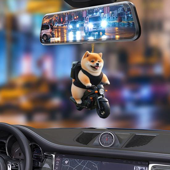 Yousheng Cute Dog Rearview Mirror Pendant Acrylic Auto Interior Car Ornament Whimsical Charm Indoor Outdoor Christmas Tree Door Window Fence Branch