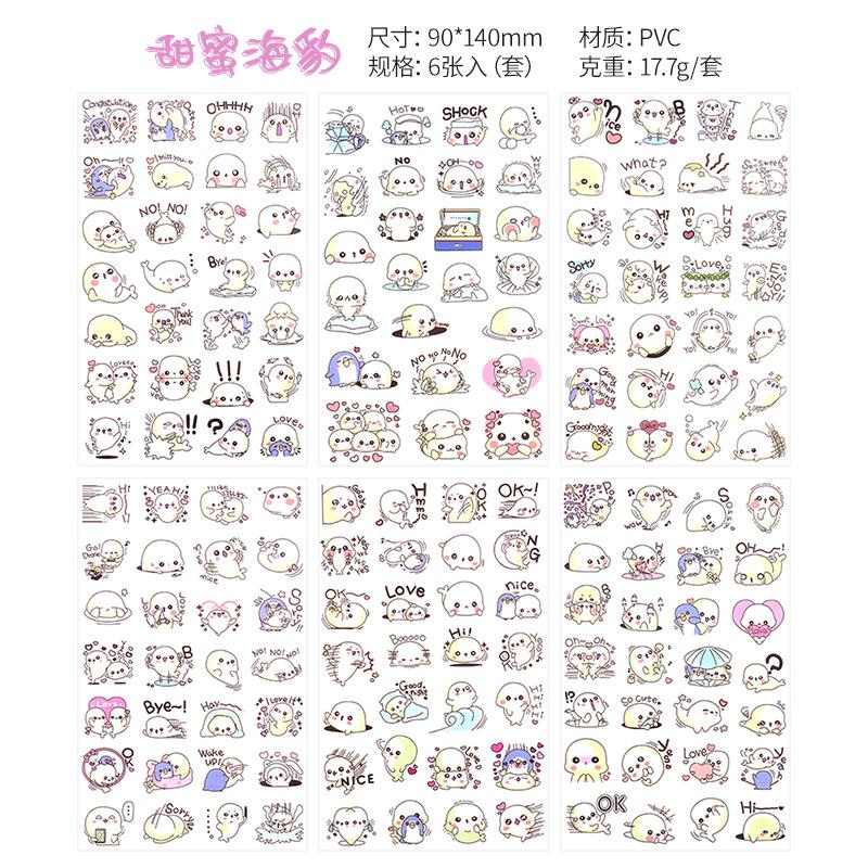 Kawaii Korean Diary Stickers, Diary Companion Cute Cat Storage Book Set Stickers School Supplies