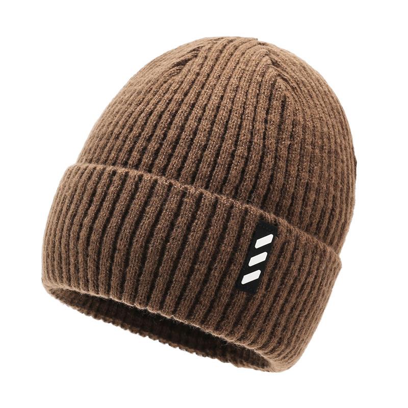 

Autumn Winter Men s Thick Wool Hat Turn-Up Outdoor Warm Ear Protection Knitted Hat кавовий