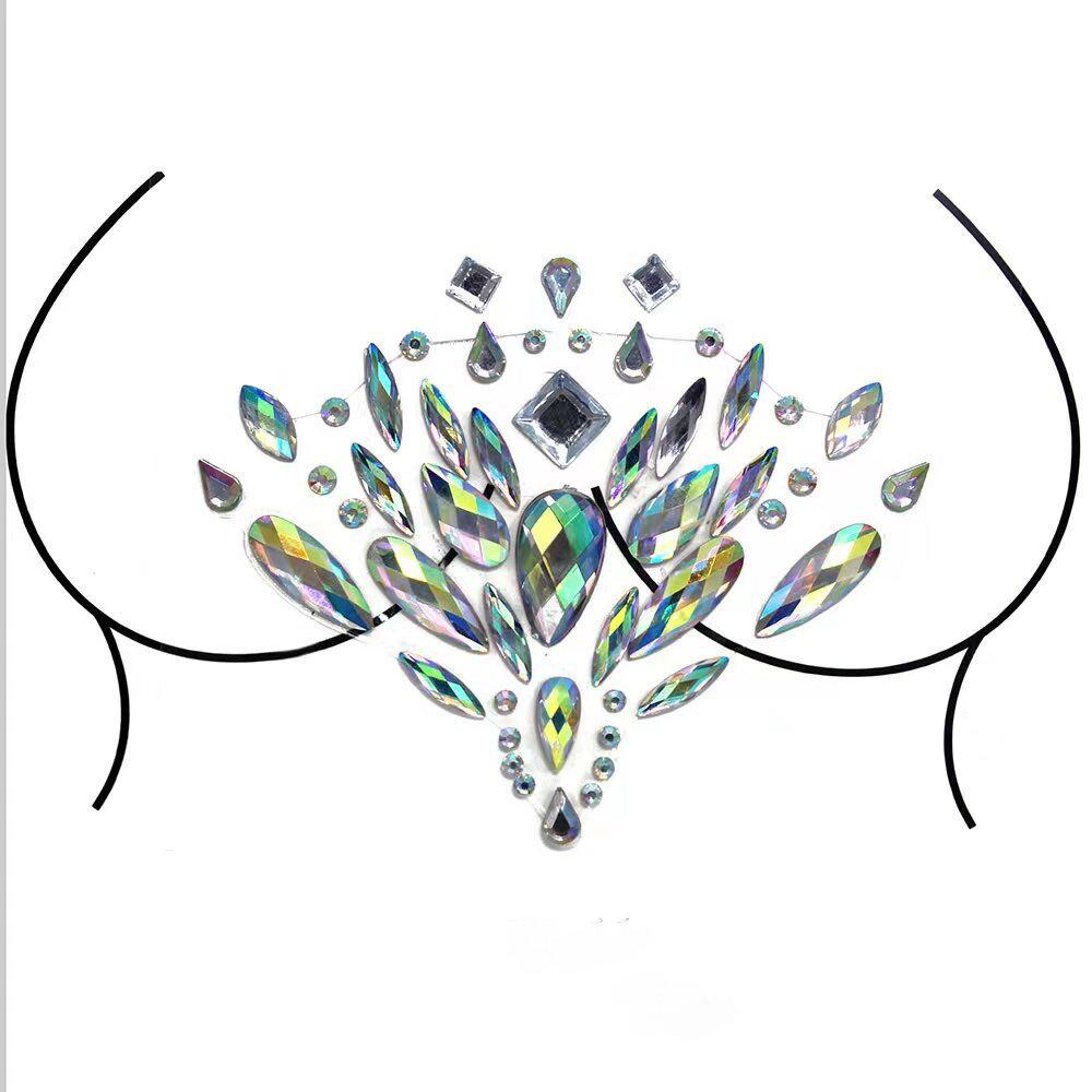 Grenzüberschreitende Karnevals-Gesichts- und Körper-Edelsteinaufkleber: Bindi-, Diamanten- und Edelsteindesigns für Performance-Make-up und Brustdekoration.
