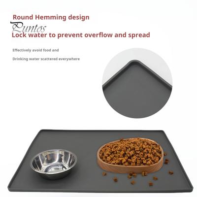Waterproof Pet Food Mat Large Silicone Pet Bowl Pad with Raised Edges Non-Slip Pet Feeding Placemat for Dogs Cats Kittens