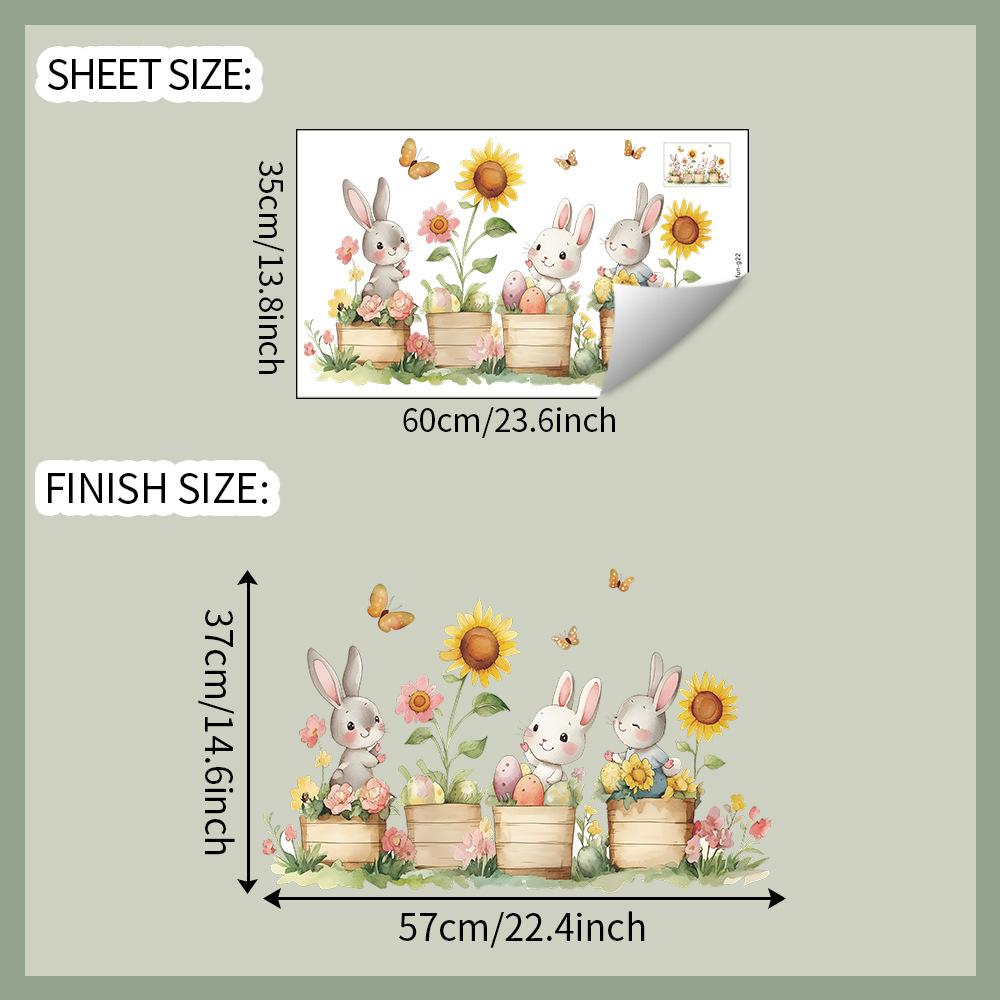 

Мультяшный Милый Маленький Кролик Бабочка Подсолнух Комнатное Растение Домашняя Атмосфера Украшение Наклейки на Стену