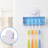 Saugwand Zahnbürstenhalter Transparente Abdeckung Starker Saugnapf Blau 6 Löcher Badezimmerregal Badezimmerzubehör Waschgestell
