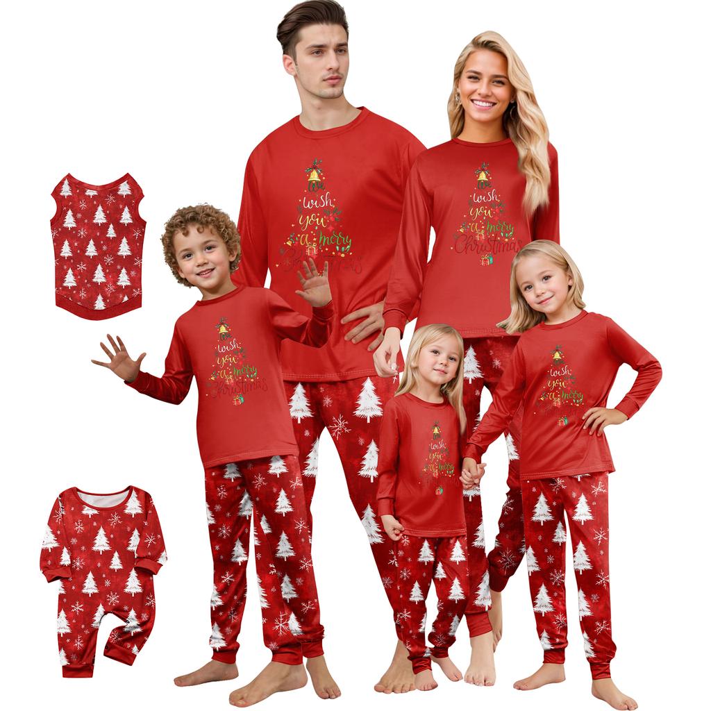 Print Cute Family Set Pajamas, Home Clothes, Family Set Long Sleeve Top Pants Set