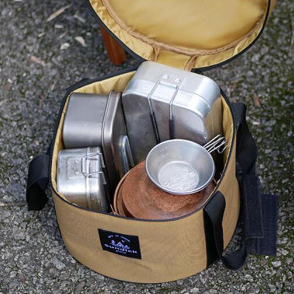 14L Capacity Camping Bag, Waterproof Durable with Side Pocket 7kg Load Bearing Outdoor Tableware