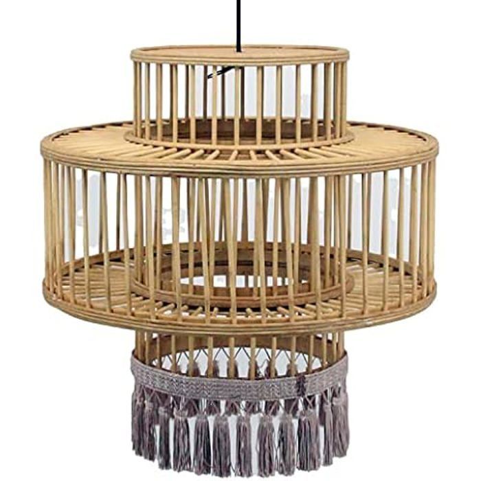 Závěsné svítidlo - DKD HOME DECOR - Hnědá - Ratan - Městský třásně - 45 x 45 x 46 cm