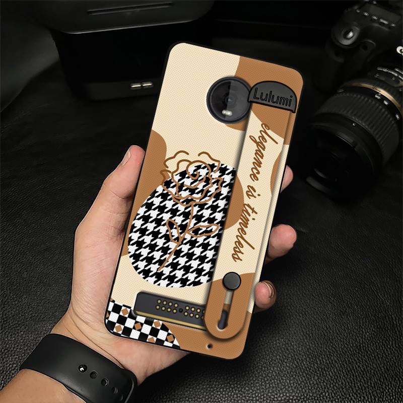 Simple Wrist Strap Phone Case For MOTO Z4 Play Fashion Design Back Cover Plain Color Personality Dirt-resistant Commerce