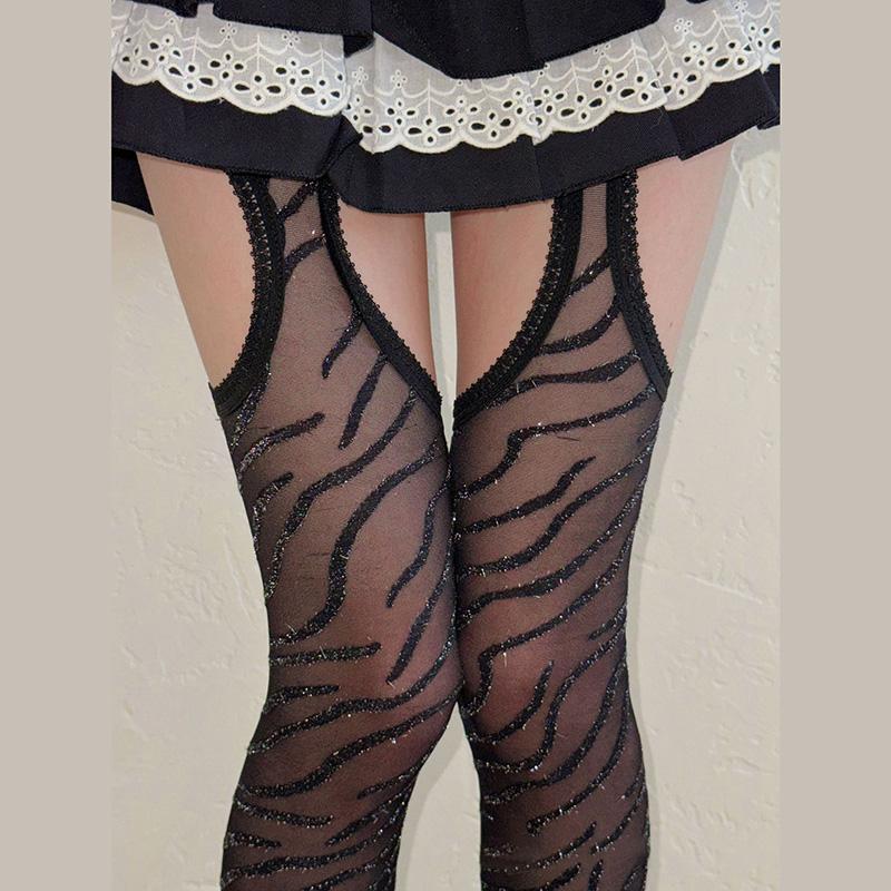 White Sexy Stockings Women's Long Socks With Belt Suspender Wide-banded Tights Lolita Thigh Highs Garters Over The Knee Socks