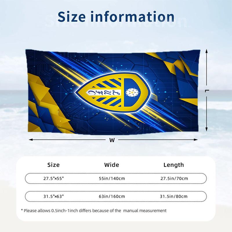 Leeds United Fußball Strandtuch Weiches Mikrofaser Sommerhandtuch Schnelltrocknendes Saugfähiges Handtuch für Strand Schwimmbad Reisen