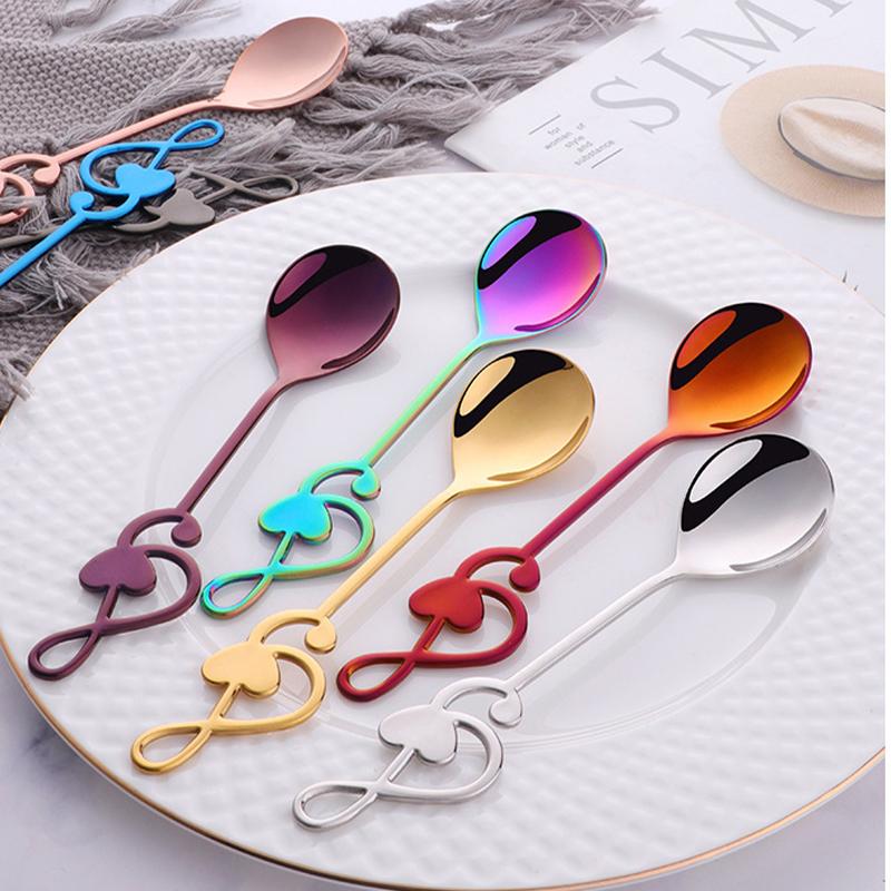 1pc 304 stainless steel note heart-shaped spoon coffee dessert spoon children's large dining spoon