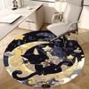 1pc Anime Design Black Cat Moon Starry Sky Round Carpet Office Chair Mat, Non Slip Rug for Home Decor, Living Room, Bedroom, Game Room, Festival Gift