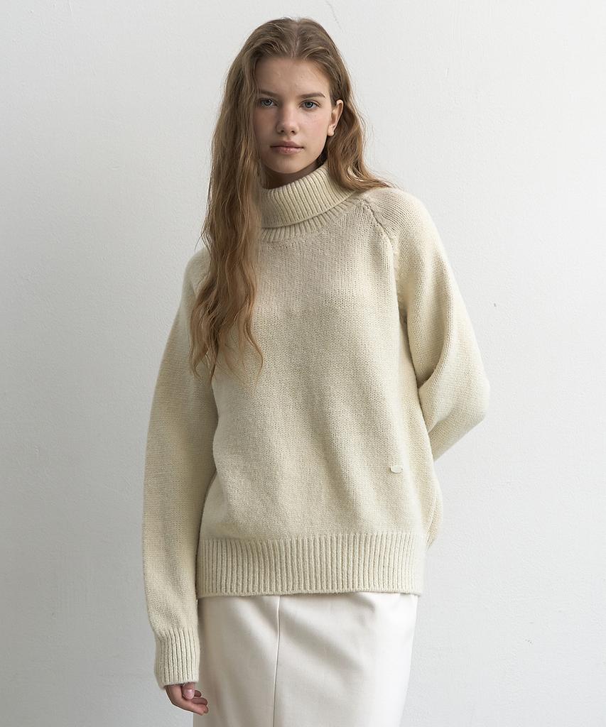 LAMINEZ Fold Turtleneck Sweater - Ivory