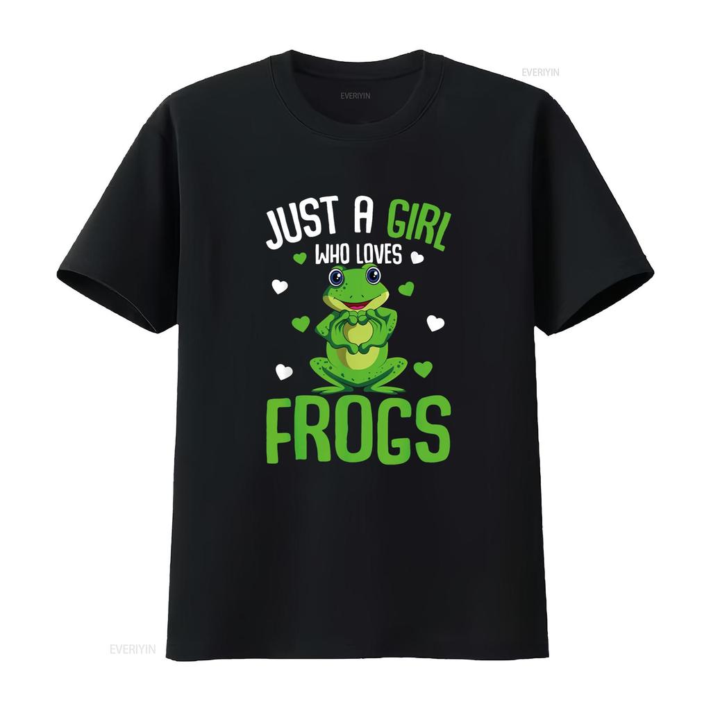 Just A Girl Who Loves Frogs Kids Girls Frog T Shirt vintage Washed Slightly homme Comfortable Versatile Stretched Unisex