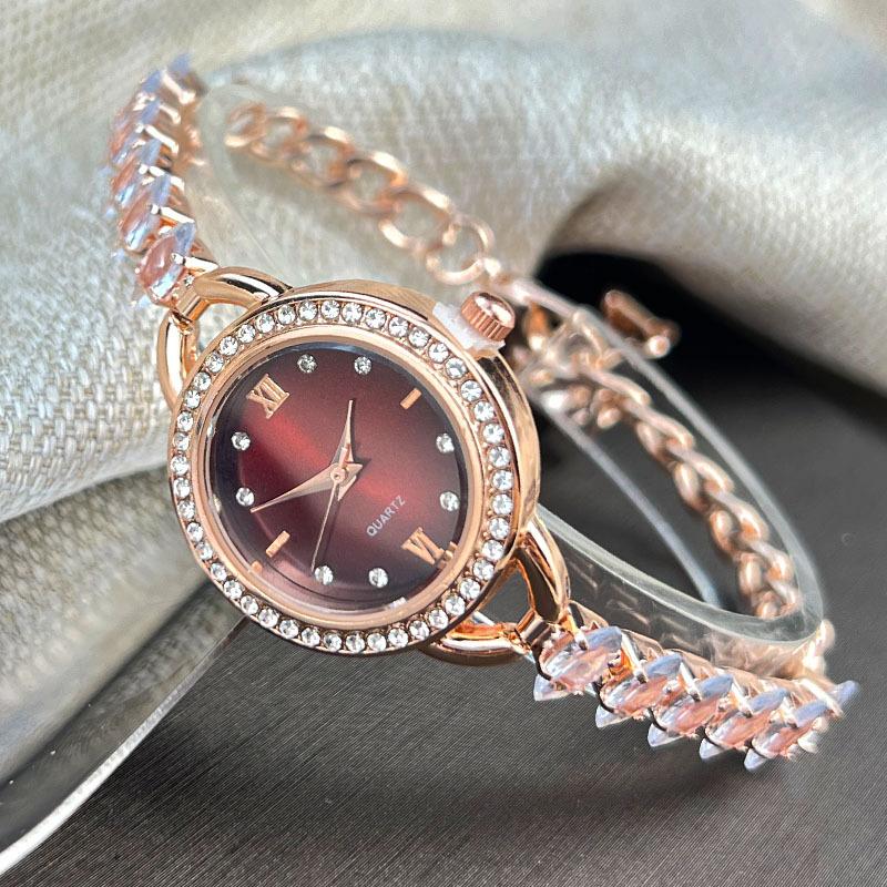 

UTHAI CQ383 Fashionable Women watch bracelet with diamond inlaid colored quartz watchlight luxury clock giftwatches for woman