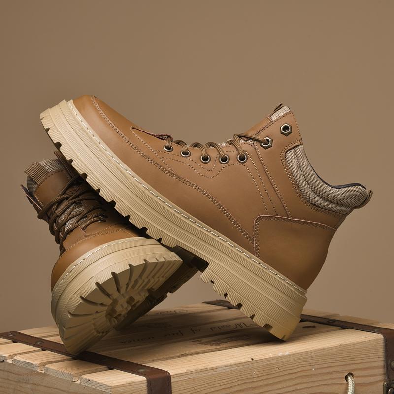 Genuine Leather Men Sneakers Outdoor Hiking High Top Shoes Non-slip Men's Desert Ankle Boots Luxury Brand Male Motorcycle Boots
