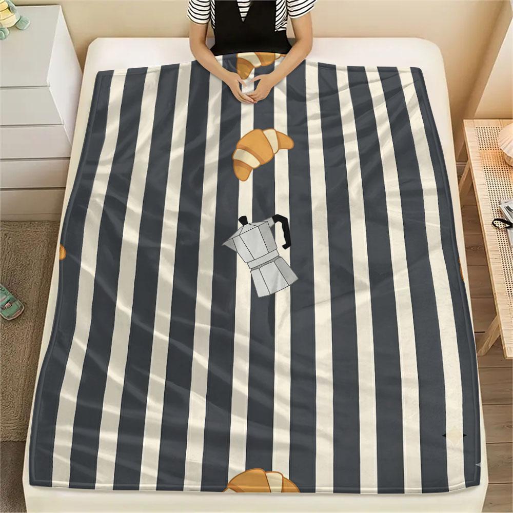 1PC Croissant New Patterned Flannel Blanket Lightweight and portable for Home Decor Warmth and Comfort Birthday Present Gifts 80cm x 120cm