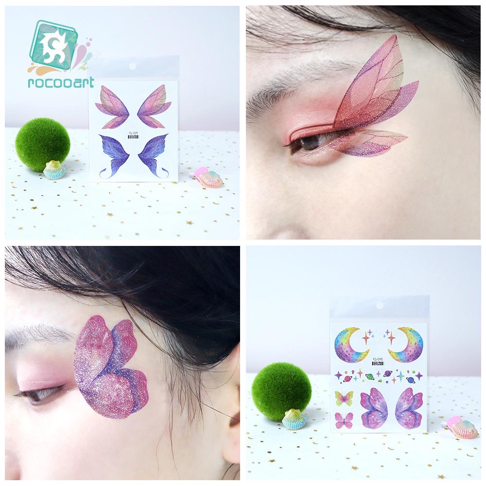 Rikalong Waterproof Glitter Butterfly Tattoo Stickers for Music Festival & Children's Face Makeup