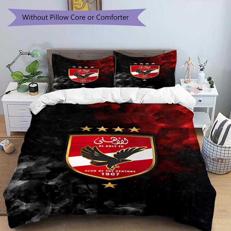 Ahly Football Club Printed Pattern Duvet Cover Set – Includes 1 Duvet Cover and 2 Matching Pillowcases Bedroom Decor Christmas Gifts