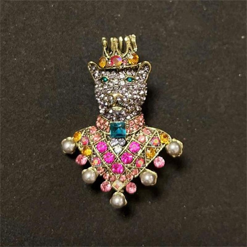 SKEDS Vintage Baroque Style Women Girls Heavy Industry Crystal Castle Tassel Brooch Badges Retro Classic Lady Suit Coat Pin Gift