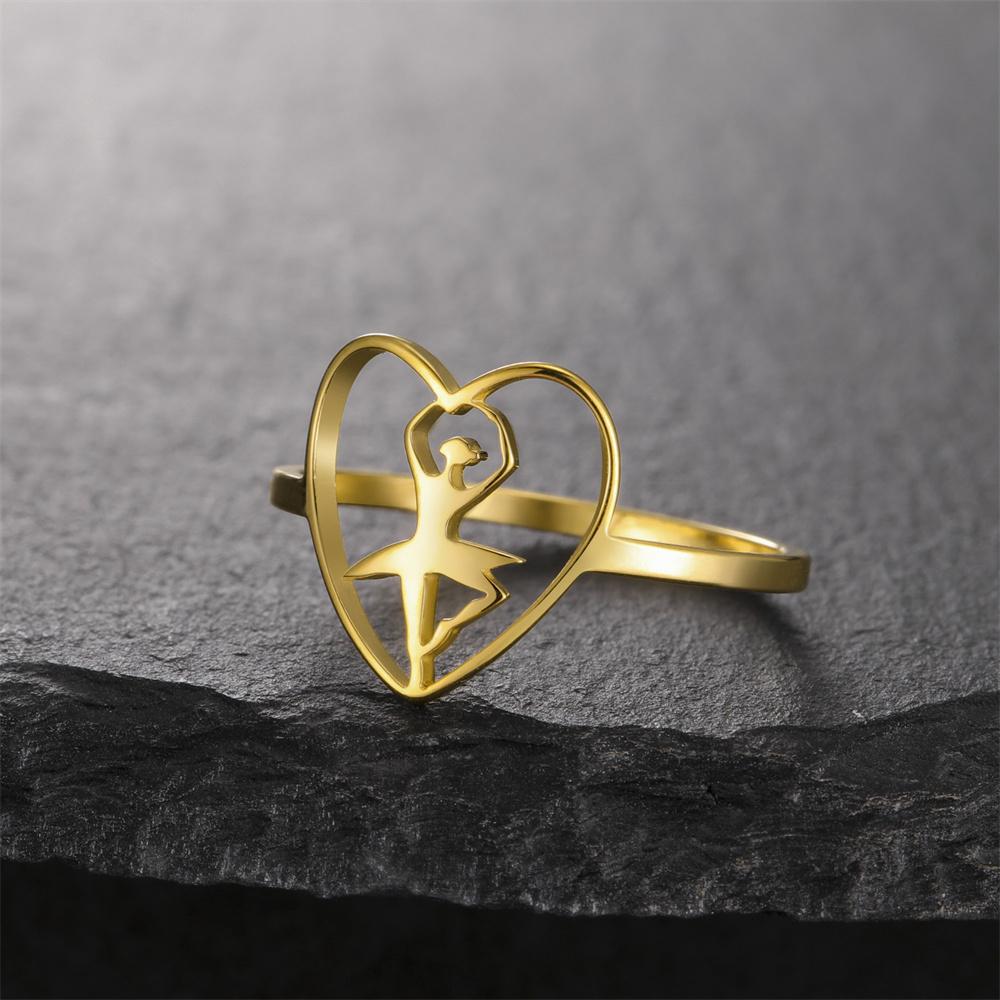 My Shape Gymnastics Girl Rings for Women Stainless Steel Artistic Gymnast Sports Ballerina Dancing Girls Finger Rings Jewelry