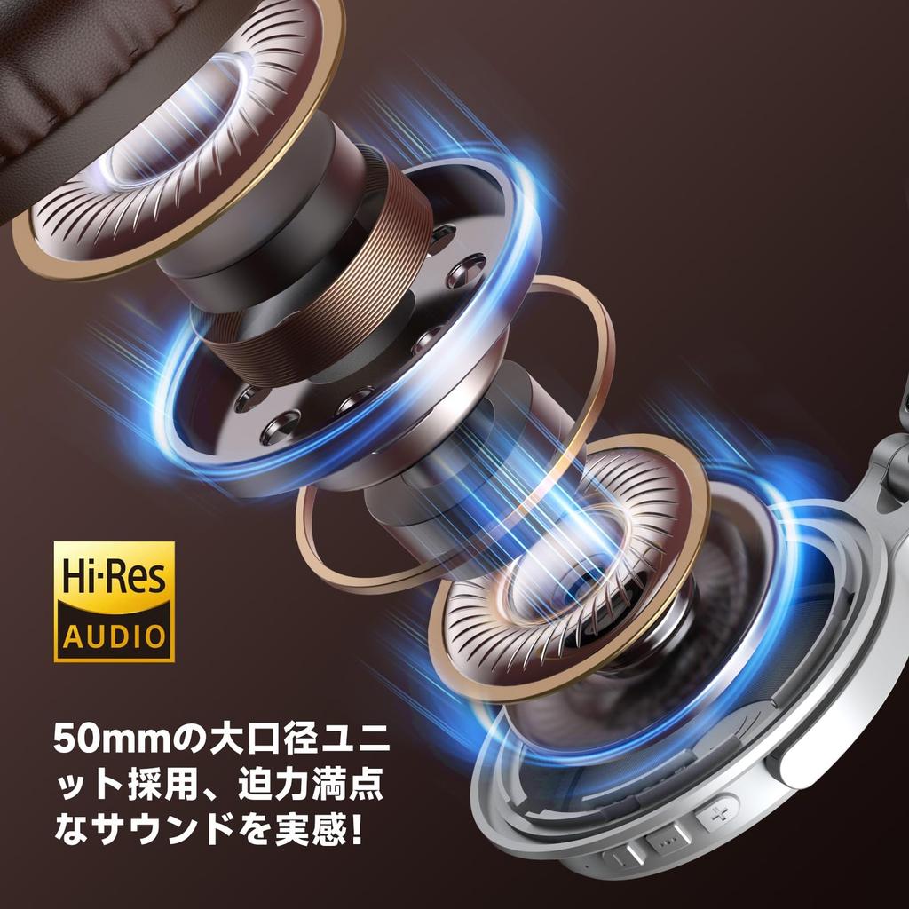 OneOdio Pro C Wireless Headphones, 110-Hour Battery Life, Bluetooth 5.2, Enhanced Bass, High-Resolution Audio Support, WiredWireless, Over-Ear, 50mm