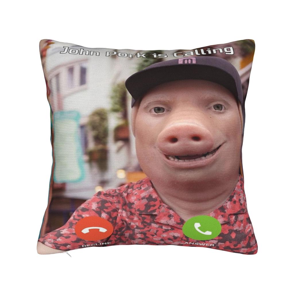 John Pork Dzwoni Śmieszny Meme Nadrukowana Poszewka na Poduszkę Poszewka na Poduszkę Dekoracja Samochodowa Y2K Kwadratowa Wiele Rozmiarów