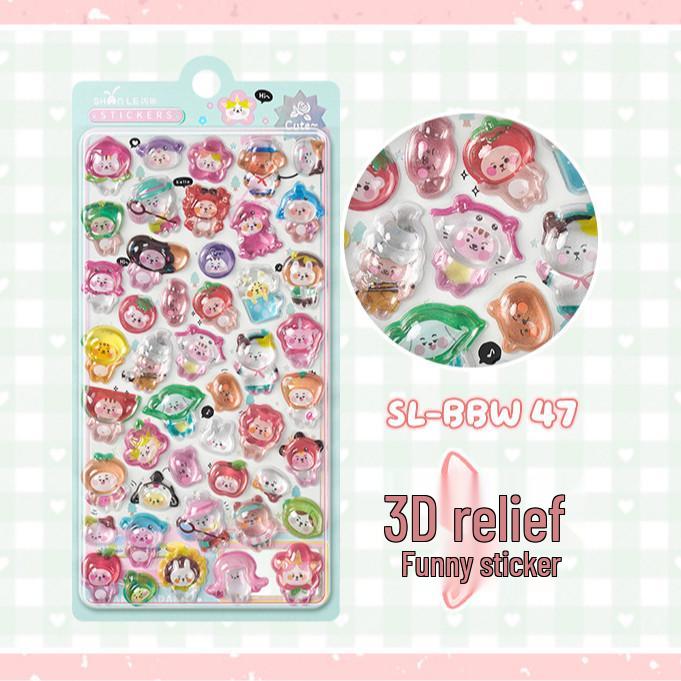Popular 3D Animal Cartoon Crystal Stickers for Kids' Phone Cases