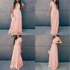 Summer New European American Style Women's Dress V-neck Short Sleeve Hollow Out Sexy Lace Trim Long Maxi Dress