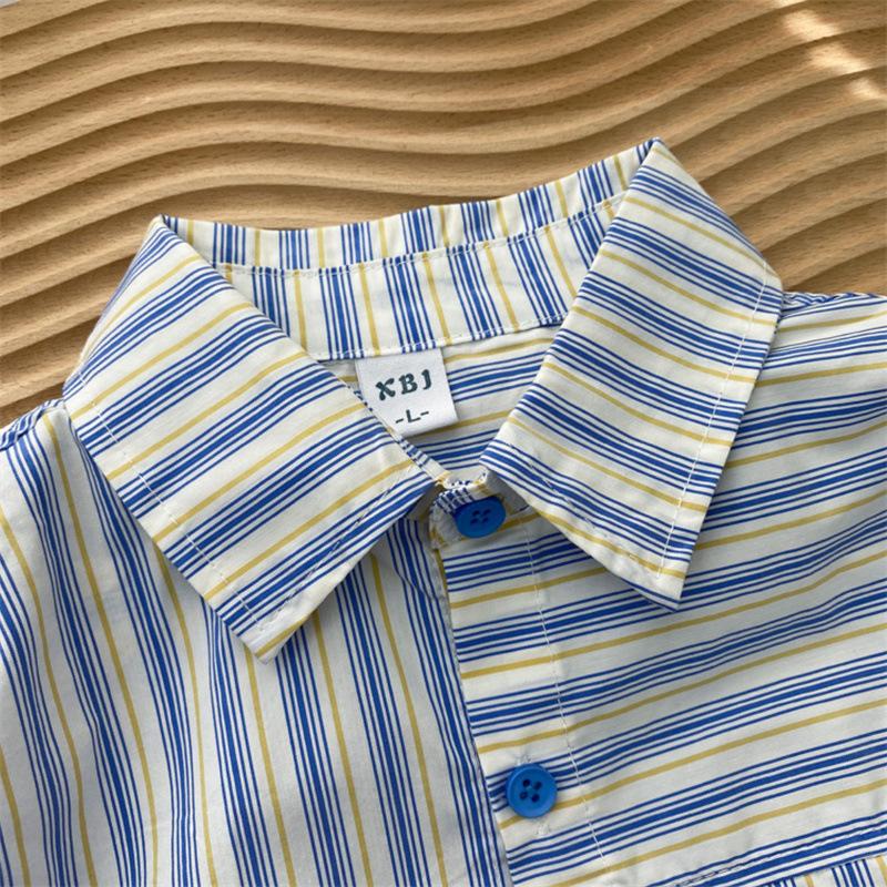 Boys Striped Casual Shirt 1-8 Years Old Spring Autumn Simple Fashion Kids Top