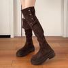 Long knee boots popular Maillard style thick legs two wear high boots