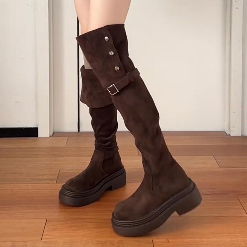 Long knee boots popular Maillard style thick legs two wear high boots
