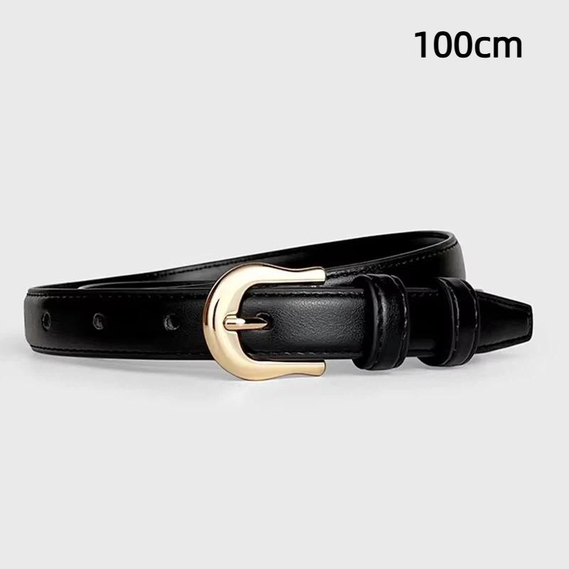 Women'S Belt With Fine Matching Western Pants 2Cm Wide Pu Leather Metal Buckle Belt Simple Versatile  Decoration