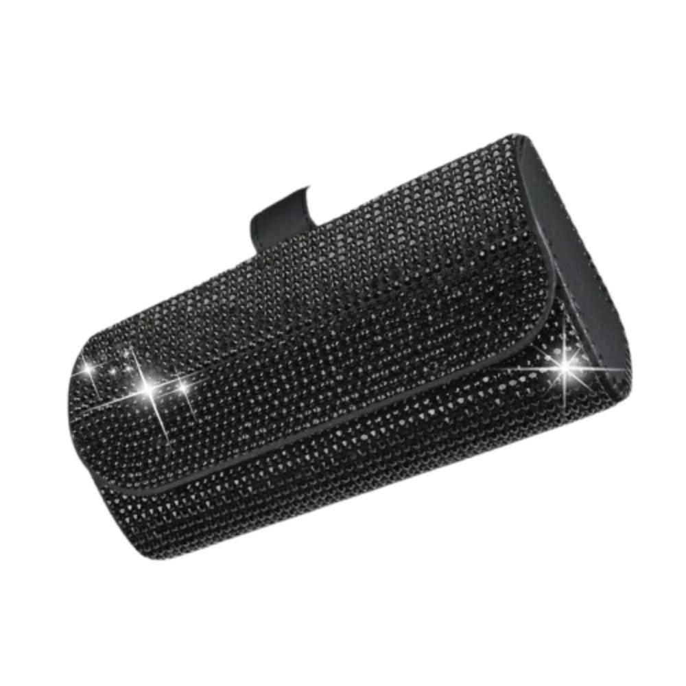Rhinestone Sun Visor Glasses Case Bling Sunglasses Storage Box Car Eyeglasses Holder  Driving