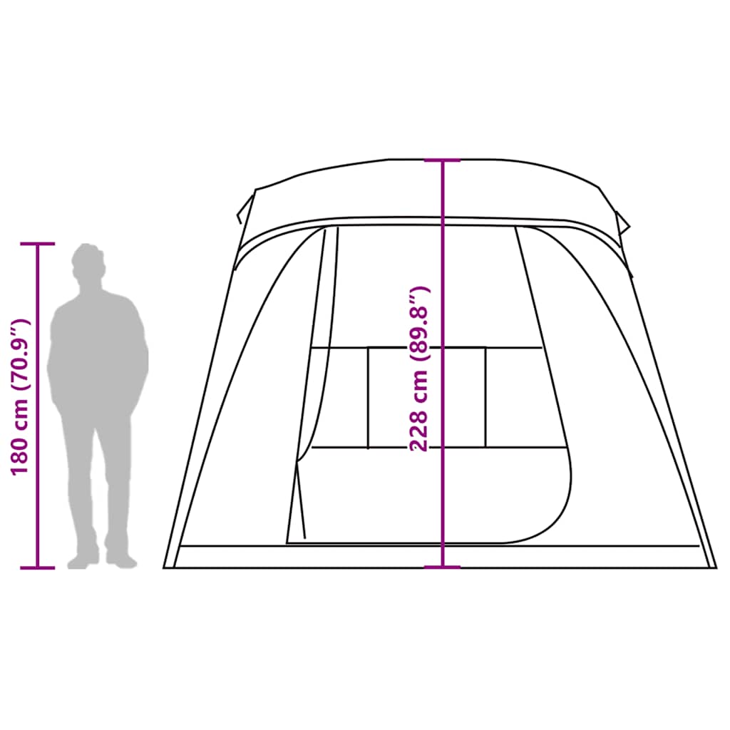 5 Person Camping Tent with Awning Green Waterproof