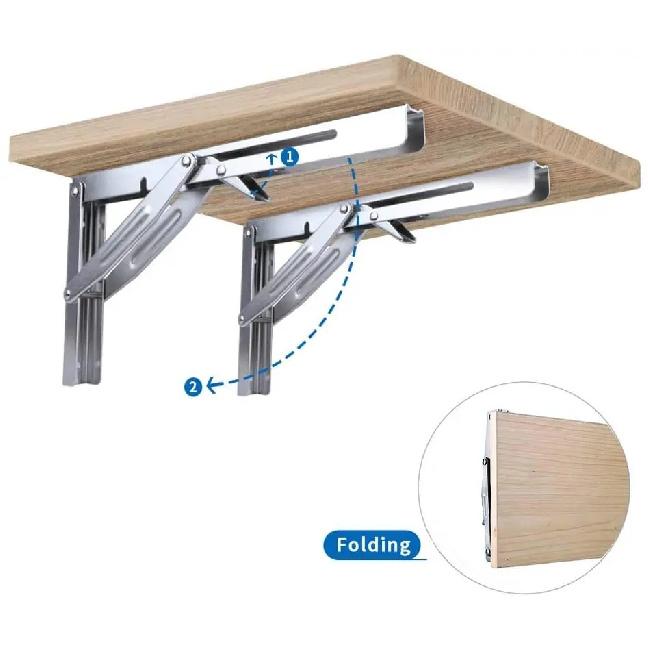 2 Pieces Folding Heavy Duty Shelf-Bracket Bench Table Folding Shelf or Bracket, Max. Load 550lbs