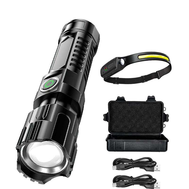 Super Bright LED Flashlight Rechargeable Tactical Zoomable Torch,Waterproof Search Light for Camping Emergency Hunting Cycling