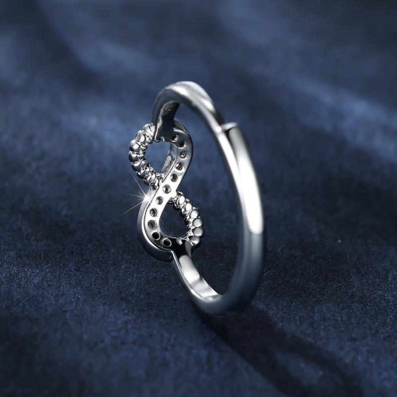 Hot-selling goods 8-character half-edge diamond-set open ring, simple personalized ins wind ring, popular
