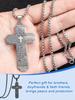 1 Ciondolo per Auto Croce Cristiana in Acciaio Inossidabile - Versetto Biblico Preghiera del Signore, Semplice Ornamento Religioso per Specchietto Retrovisore, Regalo per la Fede