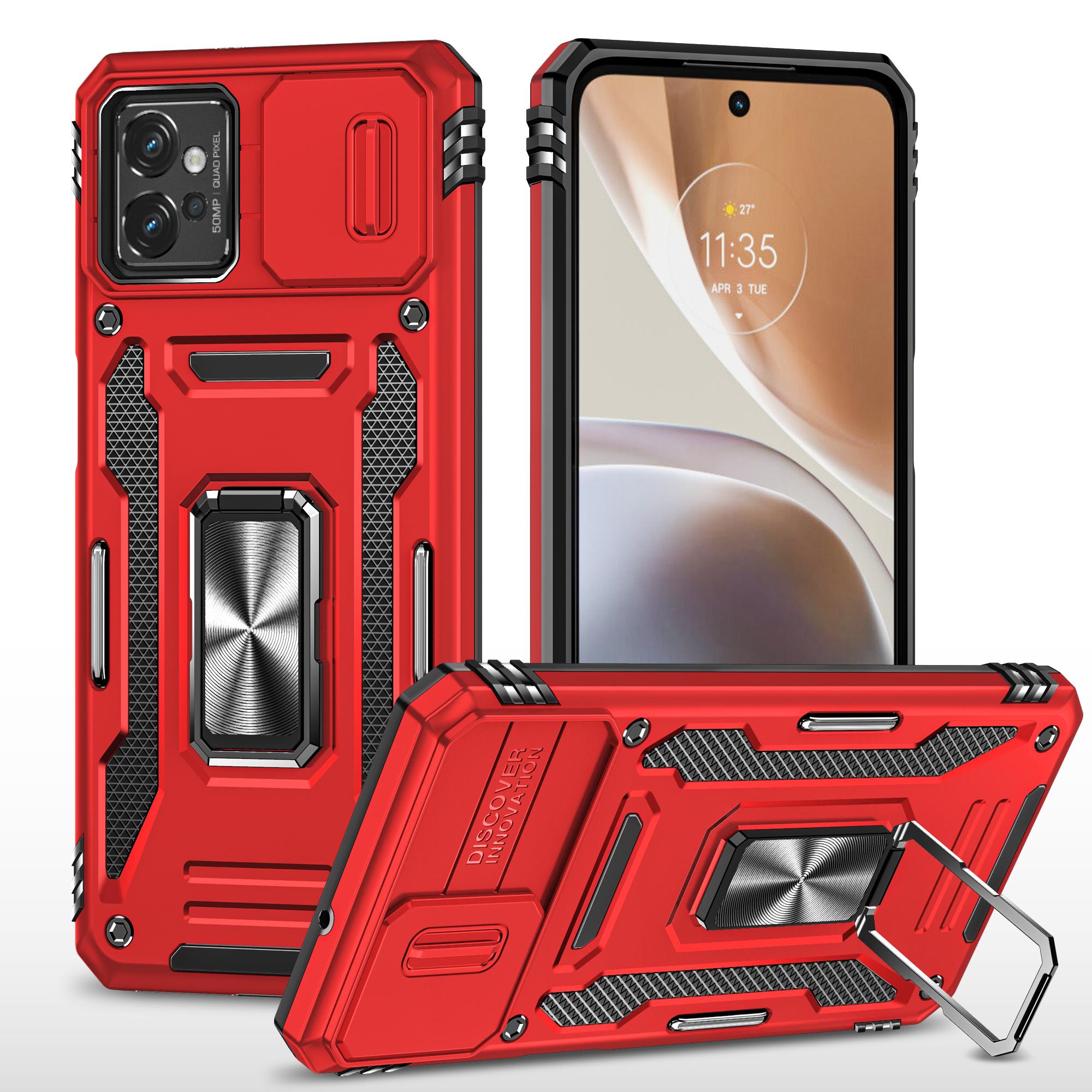 

Armor Series Phone Case for Motorola Moto G32 4G,PC+TPU Protective Mobile Phone Cover Kickstand Red