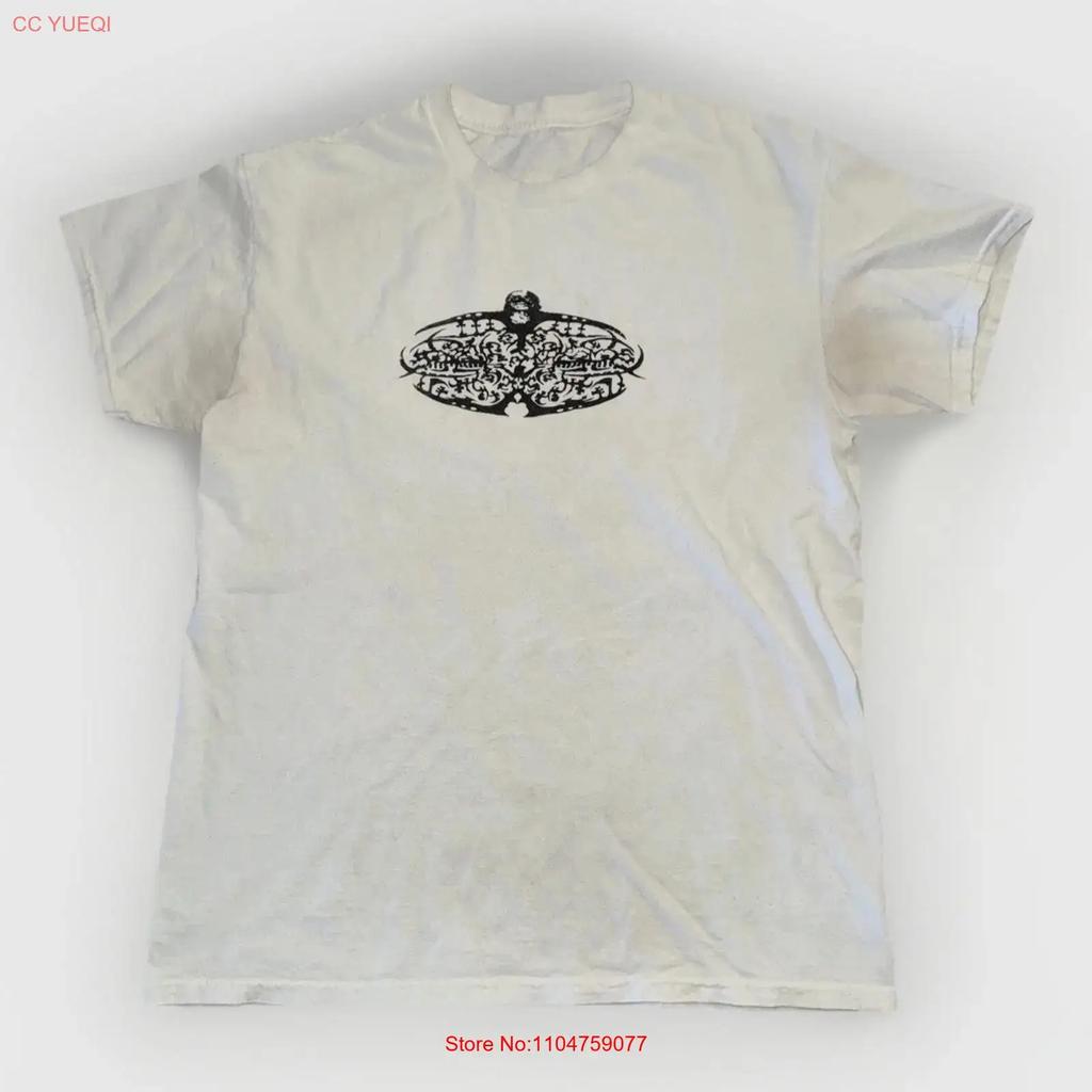 Vintage Y2K Gothic Script Logo T Shirt White Medium 19x26 Tribal Tattoo Style vintage Washed Unisex Stylish