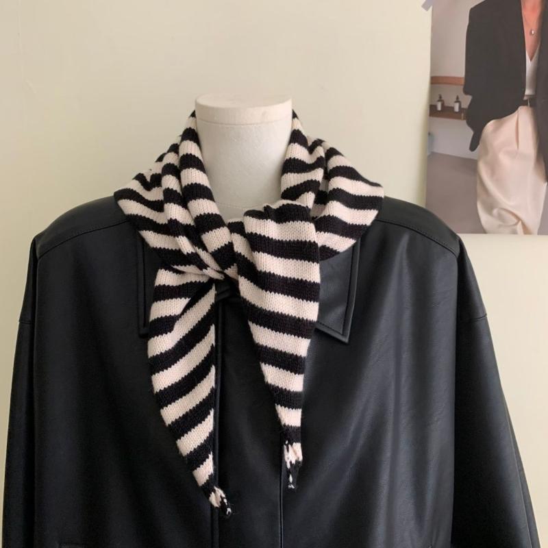 Women Autumn Winter Scarf Shawl Winter Warm Soft Knitted Striped Triangle Scarf Fashion Lady Scarves Headscarf Holiday Gifts
