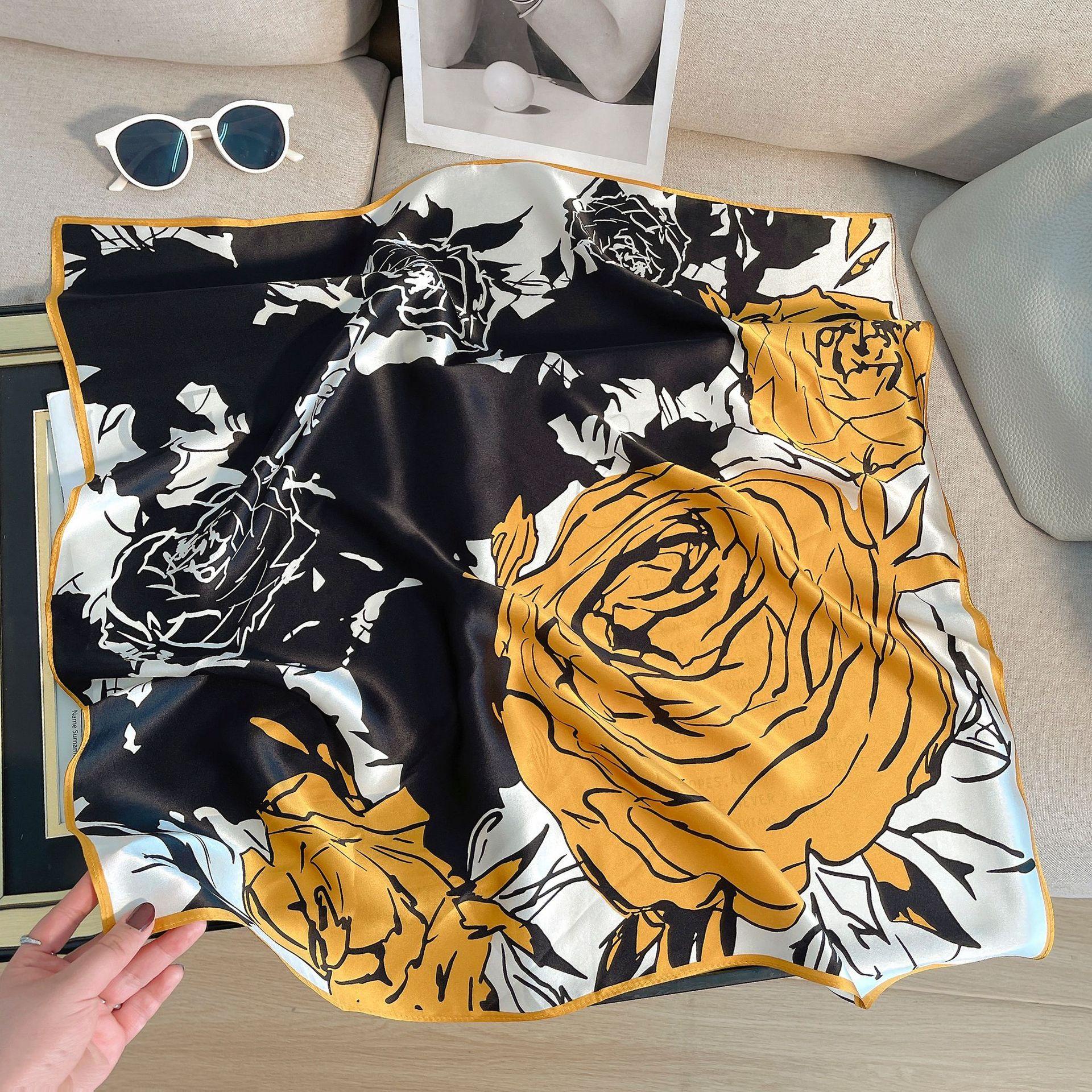 Classic sunflower color scheme silk scarf! Spring and Autumn silk scarf 100% mulberry silk square scarf women live stream silk scarf women