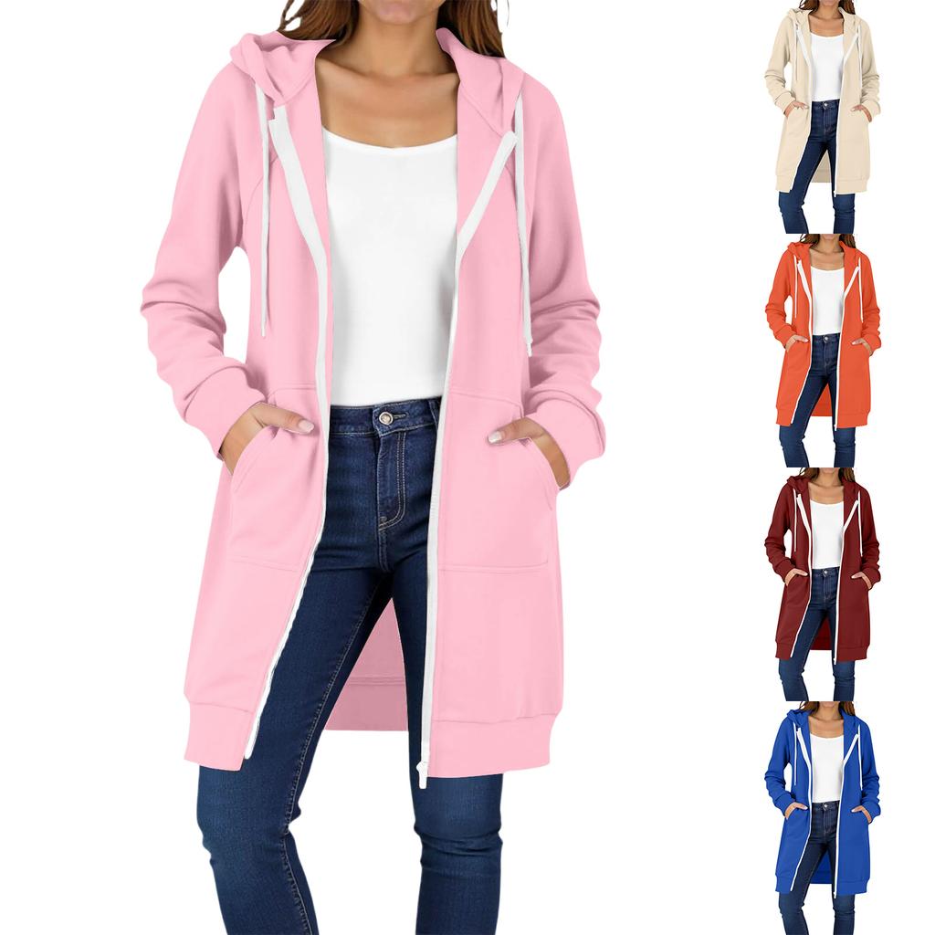 Women's Fashion Raglan Sleeve Long-Sleeve Casual Jacket With Zipper Hoodie
